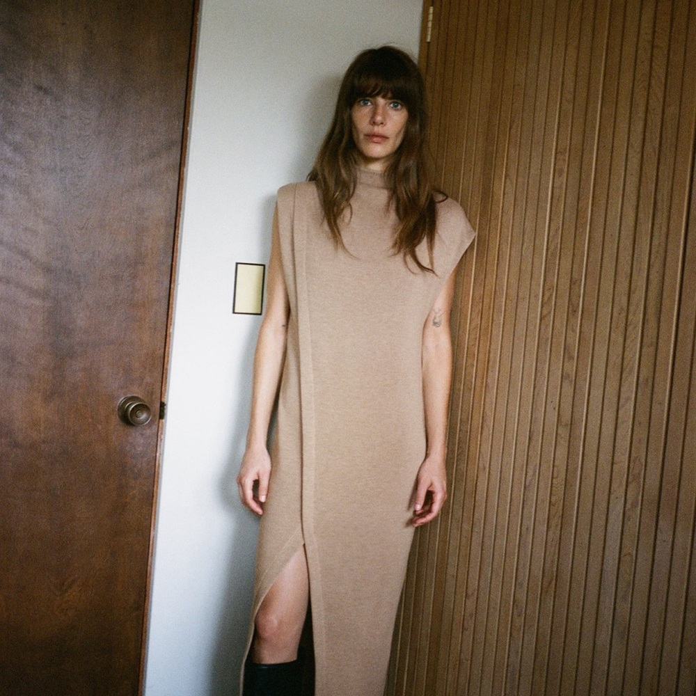 Zara taupe brown soft long dress. NWT. Large.